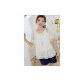 Wholesale Asian Fashion,Unique Design Round Neck Chiffon Womens Blouse thumbnail-1