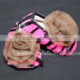 Hot Pink Zebra Print Shoes With Coffee Brown Rosettes Pettishoes Crib Shoes MAS29 thumbnail-1