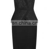 Wholesale Women Sexy Dress Strapless Peplum Midi Dress Woven and Crepe Black Peplum Dress thumbnail-2