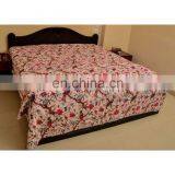 Bird Print Kantha Quilt White Bird of Paradise Kantha Bedcover thumbnail-2