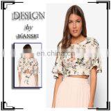 Hot Selling Women Tops Fashion Design Botanical Floral Plain Crop Tops Wholesale
