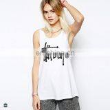 T-WV509 Women's 100% Cotton White Custom Logo Tank Tops thumbnail-1