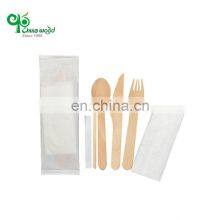 Yada Disposable Natural Wood Cutlery Spoon Fork Knife Sets Pack With Paper Wrapped Individually Disposable Cutlery Set thumbnail-5