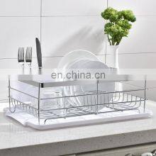 3 Piece Sturdy Kitchen Sink Side Draining Kitchen Counter Top Chrome Dish Drying Rack,Dish Rack and Drainboard Set thumbnail-1