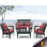 Luxury Outdoor Furniture Garden Cheap Rattan Leisure Sofa Set with Red Cushion