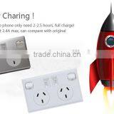 Silver Faceplate Power Point With Double Usb Power Socket for Australian Market thumbnail-1