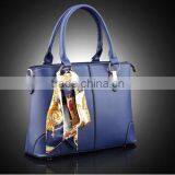 Bostom Bag Leisure PU Handbag With Silk Bowknot Ribbon Custom Beautiful Leather Handbag Tote Bag for Lady in Guangzhou thumbnail-1