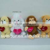 Valentine's mini toys plush animal with heart