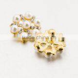 2016 Fashion Bulk Button Pearl Rhinestone Flower Rhinestone Pearl Button for Clothing