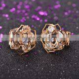 2016 New Hot Sell Meet Rose Flower Fashion Hollow Out Zircon Earrings Bridal Accessories Pendientes Plata Brincos Jewelry thumbnail-2