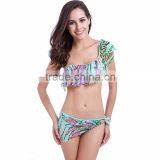Plus Women's Flouncy One-shoulder Bikini Push-up Padded Bathing Swimsuit thumbnail-3