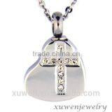 Centered Cross CZ 316l Stainless Steel Jewelry Cremation Ashes Pendant