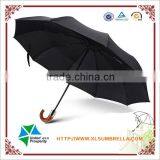 Crooked Handle 3 Fold Auto Open and Close Strong Umbrella for Wind