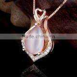 Rose Gold Plated 925 Silver Natural Gemstone Rose Quartz Large Sterling Silver Pendant thumbnail-3