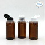China Supplier FDA Colorful Amber Plastic Flip Cap Bottles 75ml