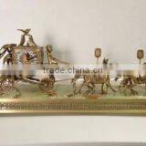 Cast Metal Clock With Marble Base, Deer Driving Cart Desk Clock/Mantle Clock thumbnail-3