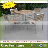 Polished Aluminum Garden Furniture Teak Wood Table and Chair thumbnail-4