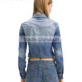 China Wholesale New Design Customized Shirt Denim Lady Blouse for Women thumbnail-2