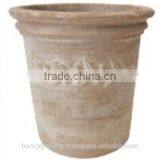 Terracotta Planter With Leaf Motif. thumbnail-1