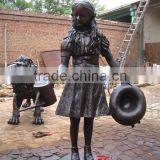 Garden Decor Bronze Shy Girl Statue With Cap thumbnail-1