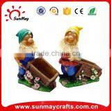 trash can garden gnome figurine