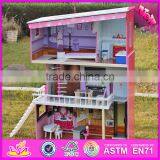 2016 New Design Girls Pretend Play Super Model Wooden Dollhouse W06A151 thumbnail-2