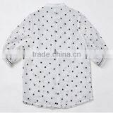 High Quality Organza Fashion Design Lady Blouse,Half Sleeve Fashion Blouse,O-neck With Dot Printing Fashion Blouse Collar thumbnail-3