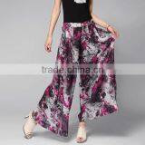 New Arrival Fashion Summer Floral Print Ladies Chiffon Culotte Pants thumbnail-6
