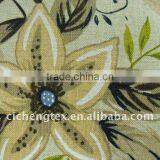 Linen and Cotton Fabric, Flower Print, Fashion Fabric