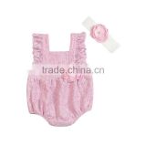 high quality summer infants fashion jumpsuits+headband wholesale baby lace romper set boutique kids petti lace outfit