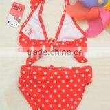 2016 In-stock Lovely Wholesale Boutique Summer Baby Girl Swimsuit Red Polka Dot Print Bikini Ruffles Swimwear With Cap thumbnail-6