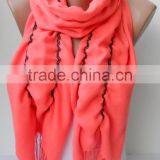 Ruffle Pashmina Scarf.Coral Scarf Ruffled Scarf Frilly Scarf Orangescarf Elegancescarf Pashmina Shawls Fashion Gifts thumbnail-4