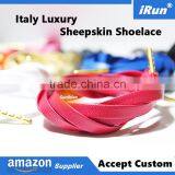 Metal Aglets Leather Sheepskin Shoelaces for Mens Fashion Plimsolls - Premium Reinforced Genuine Sheepskin Leather Laces thumbnail-1