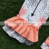 Baby Girls Boutique Summer Outifits I'm Sweet She's Wild Clothing Girl Short Sleeve Feather Ruffle Capri Sets With Accessories thumbnail-2