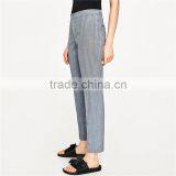 OEM Side Pockets Kinny Herringbone Light Blue Trousers Womens thumbnail-3
