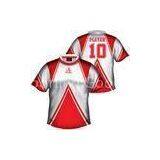 White Red Sublimated Soccer Jersey Round Neck, Personalized Football Jerseys