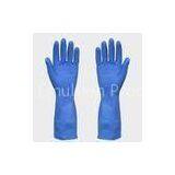 Mans Blue Household Latex Gloves With Beaded Cuff , Straight Cuff