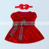 2017 Summer New High-quality Cotton Short-sleeved Red Bow Tie Baby Set, Roomper Dress+headband From 1 to 2 Years Old thumbnail-2