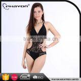 < OEM>spandex Brazilian Backless Printed Strappy Women One Piece Swimwears thumbnail-1