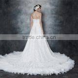 Gorgeous A-line Strapless Chapel Train Pleated Organza and Satin Wedding Dress AS29002 thumbnail-2