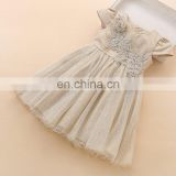 Vintage Champagne Flower Girl Dress Baby Tutu Tulle Dress Bridesmaids Christening Gown