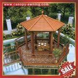 Outdoor Hotel Villa Park Garden Wood Look Style Aluminum Alloy Metal Pavilion Pagoda Gloriette Kiosk thumbnail-2