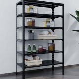black slotted angle shelf for warehouse and home storage