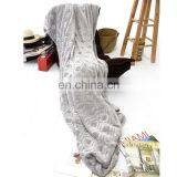 Highly Quality Polyester Printed Light Grey Flannel Fleece Brushed Blanket thumbnail-1