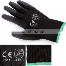 13 Gauge Polyester Knitted Black PU Coated Work Gloves thumbnail-2