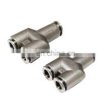 Factory Outlet Silver Y Type Tee Stainless Steel Connector Push-in Fitting Pneumatic Components
