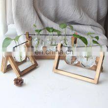 Terrarium Creative Hydroponic Plant Transparent Vase Wooden Frame Vase Decoration Glass Tabletop Plant Bonsai Decor Flower Vase thumbnail-4