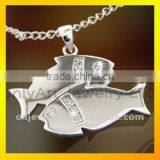 traditional wholesale fashionable jewelry two fish silver pendant jewelry with prompt delivery paypal acceptable