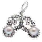 PEARL EARRING 925 SOLID STERLING,SILVER EXPORTER,STERLING SILVER JEWELRY,SILVER EARRING thumbnail-1