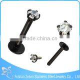 Surgical Steel Anodize Internally Threaded Clear Star Zircon 14G Cheap Lip Ring thumbnail-2